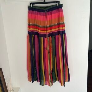 Colorful striped Farm Rio skirt (mid length)